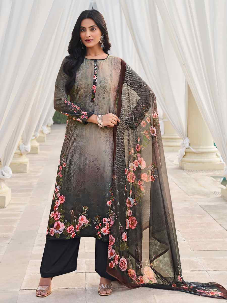 Multi Crepe Embroidered Wedding Festival Pant Salwar Kameez