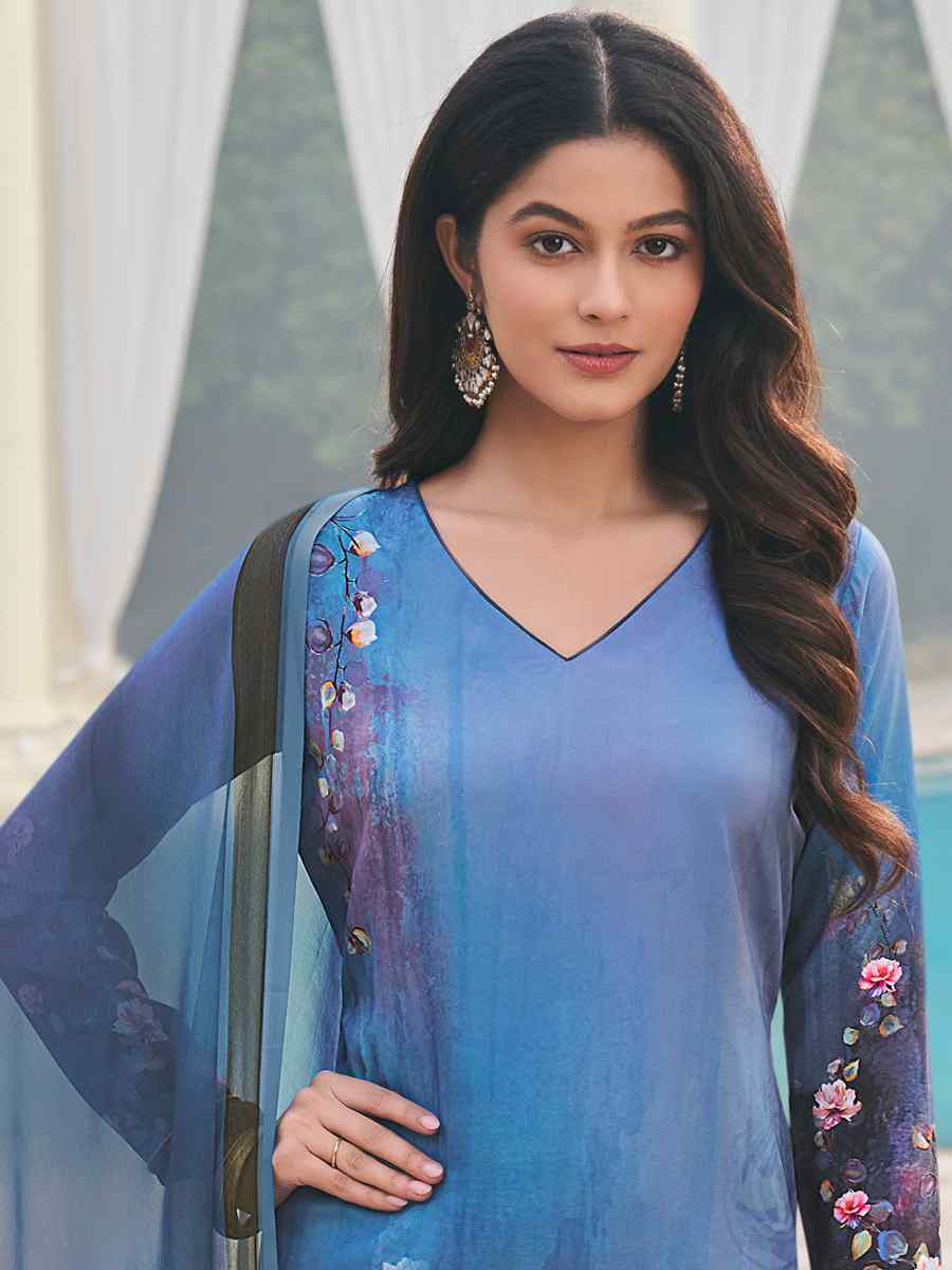 Multi Crepe Embroidered Wedding Festival Pant Salwar Kameez