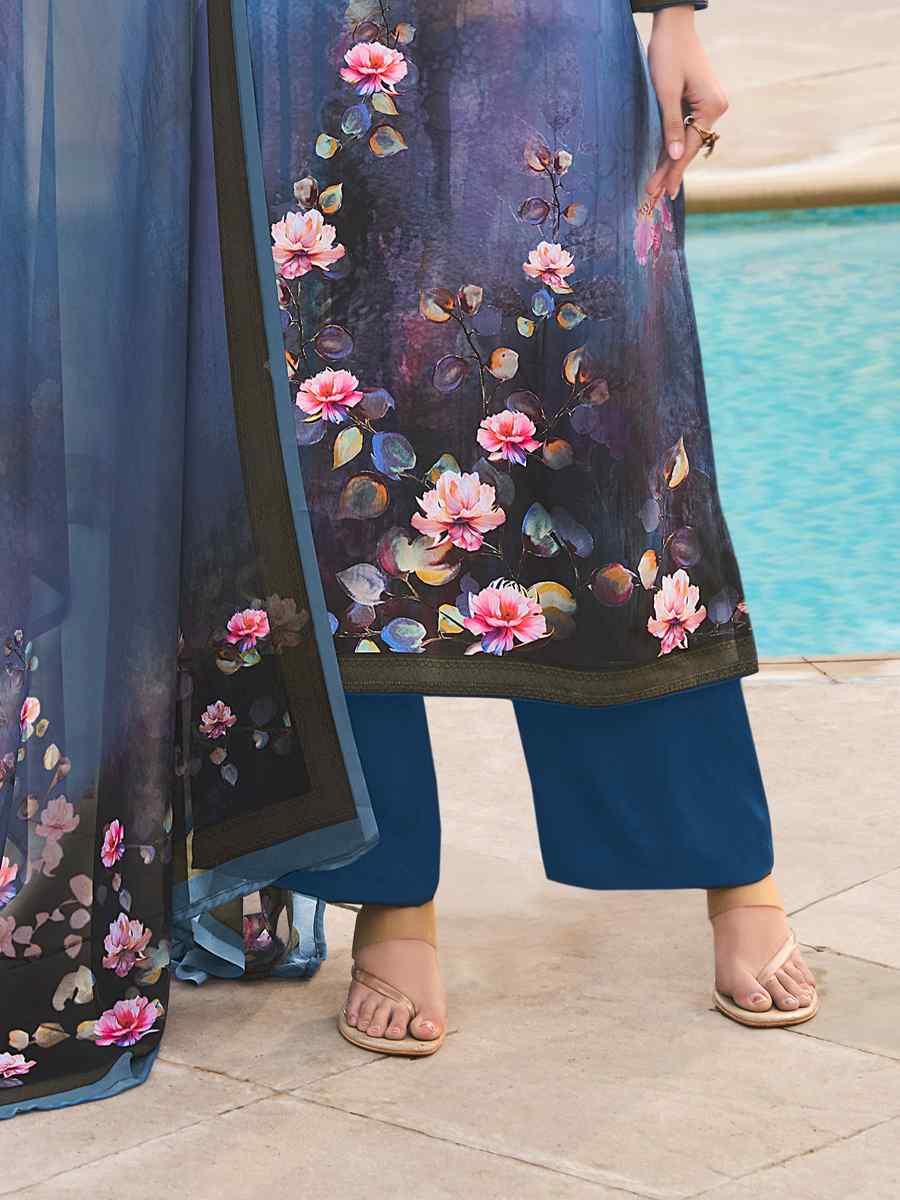 Multi Crepe Embroidered Wedding Festival Pant  Salwar Kameez