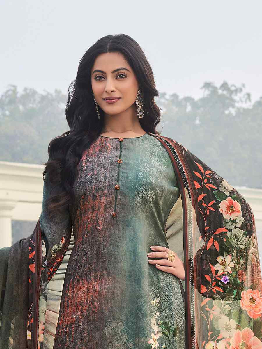 Multi Crepe Embroidered Wedding Festival Pant Salwar Kameez