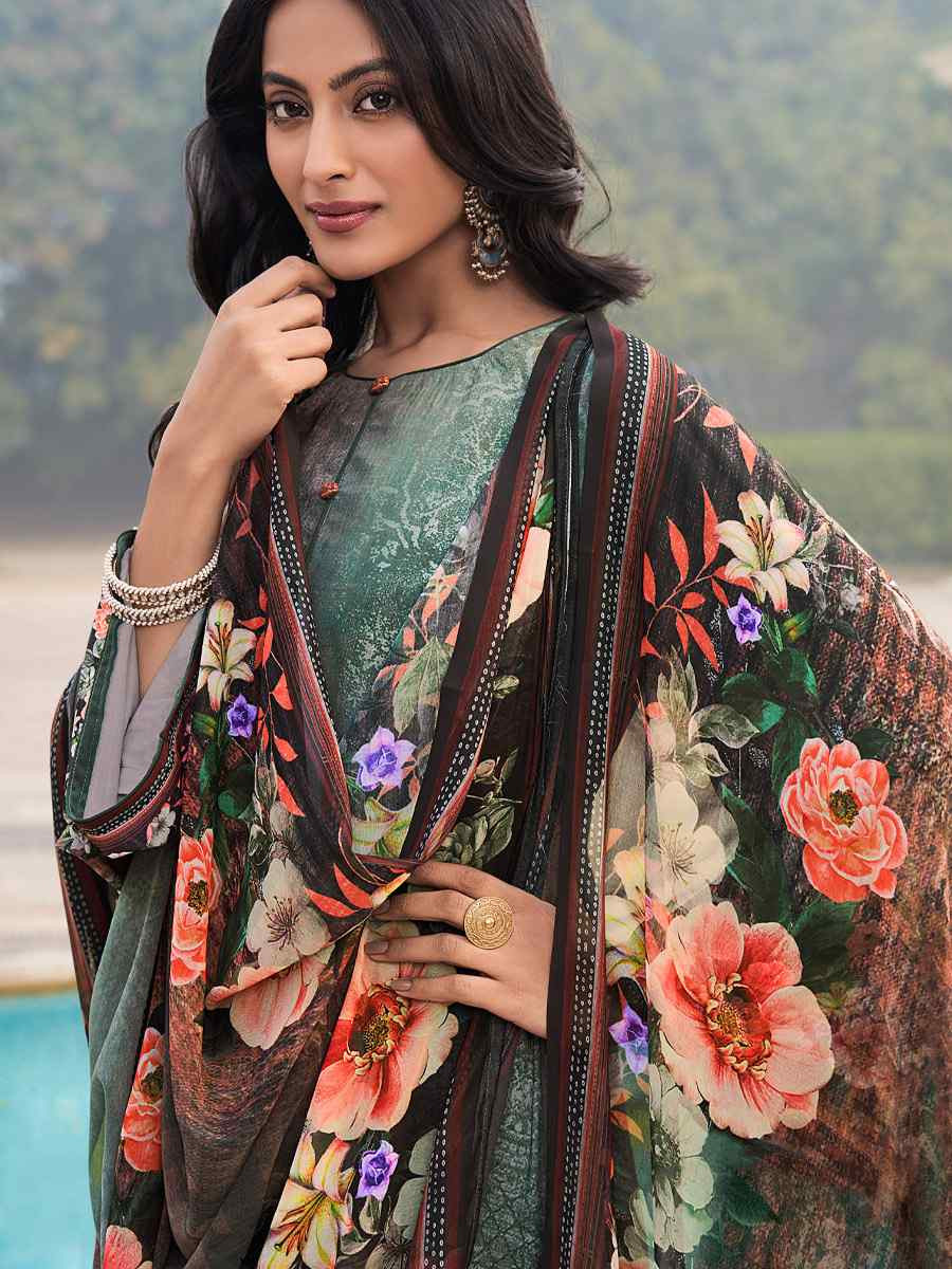 Multi Crepe Embroidered Wedding Festival Pant Salwar Kameez