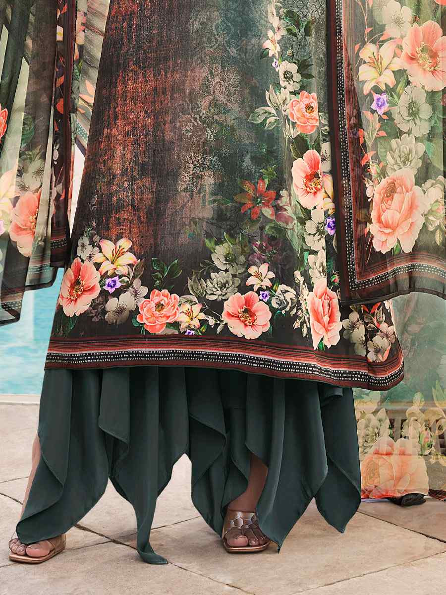 Multi Crepe Embroidered Wedding Festival Pant Salwar Kameez