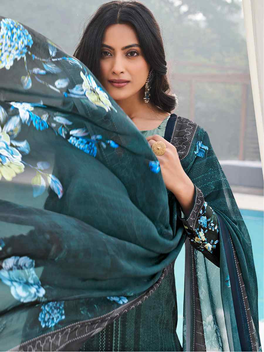 Multi Crepe Embroidered Wedding Festival Pant Salwar Kameez