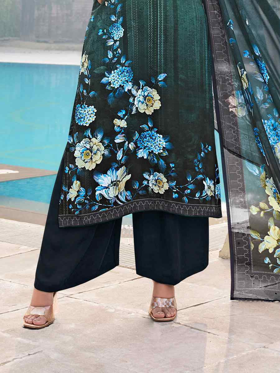 Multi Crepe Embroidered Wedding Festival Pant Salwar Kameez