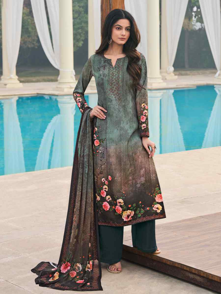 Multi Crepe Embroidered Wedding Festival Pant Salwar Kameez
