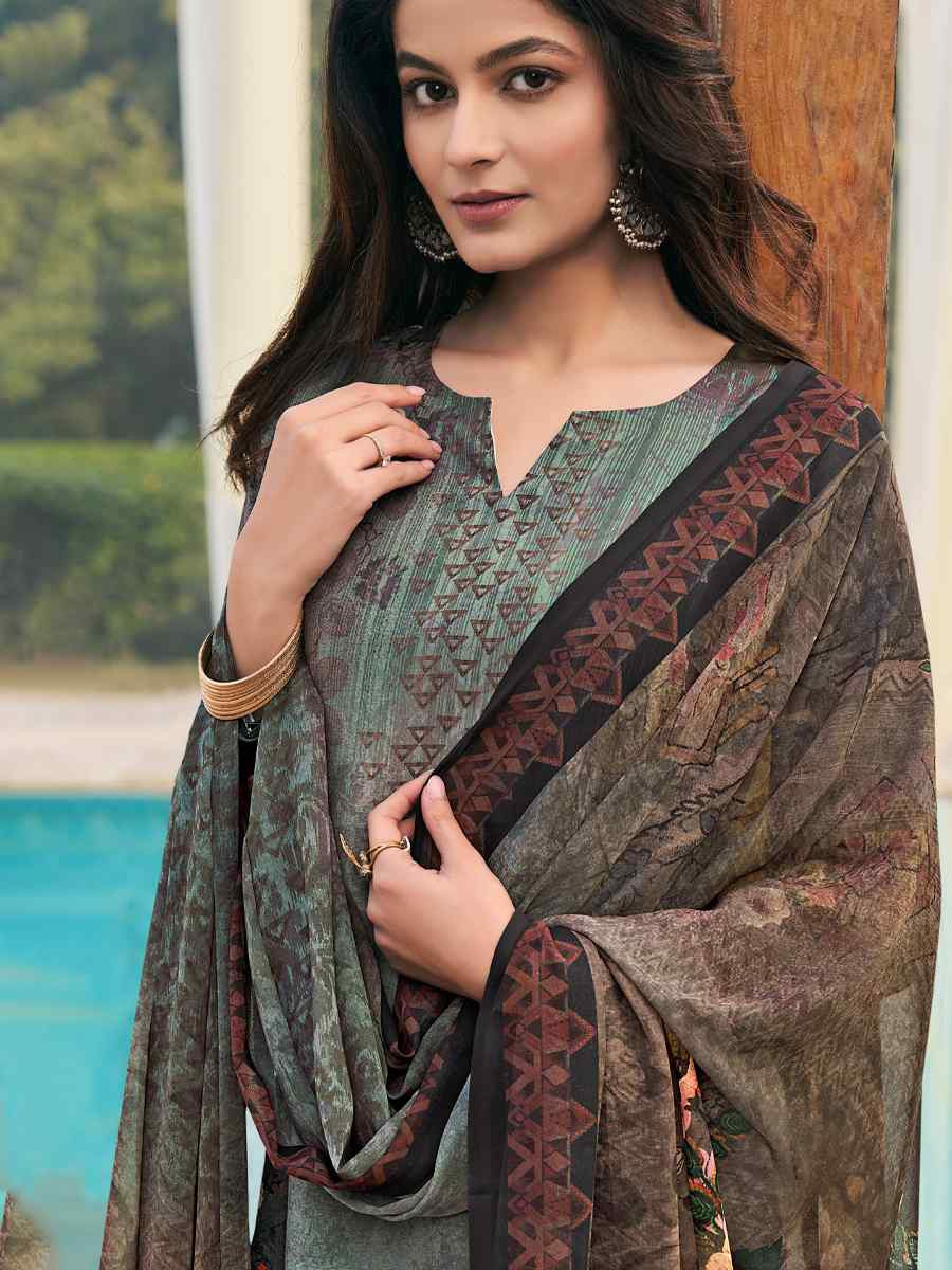 Multi Crepe Embroidered Wedding Festival Pant Salwar Kameez