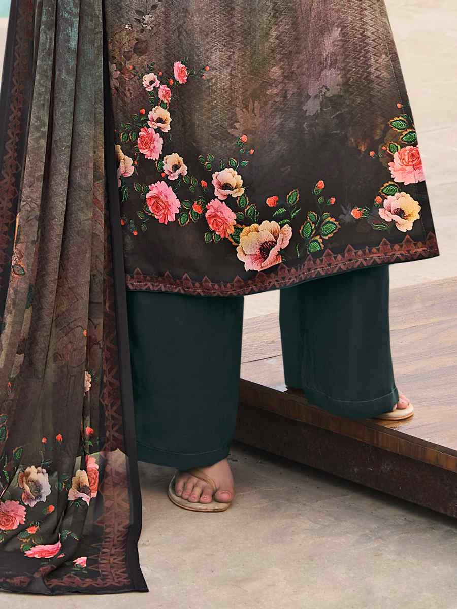 Multi Crepe Embroidered Wedding Festival Pant Salwar Kameez