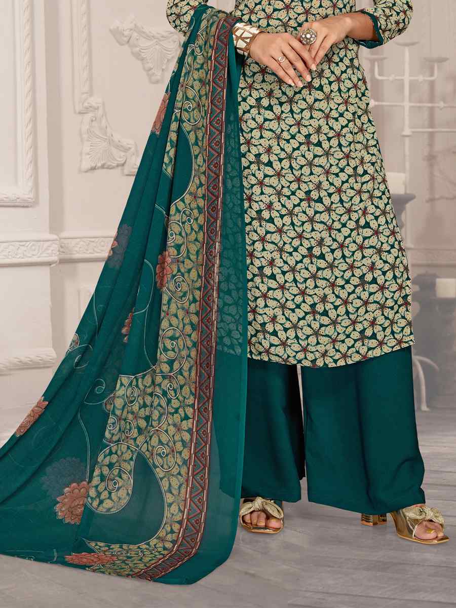 Multi Crepe Georgette Printed Casual Festival Palazzo Pant Salwar Kameez