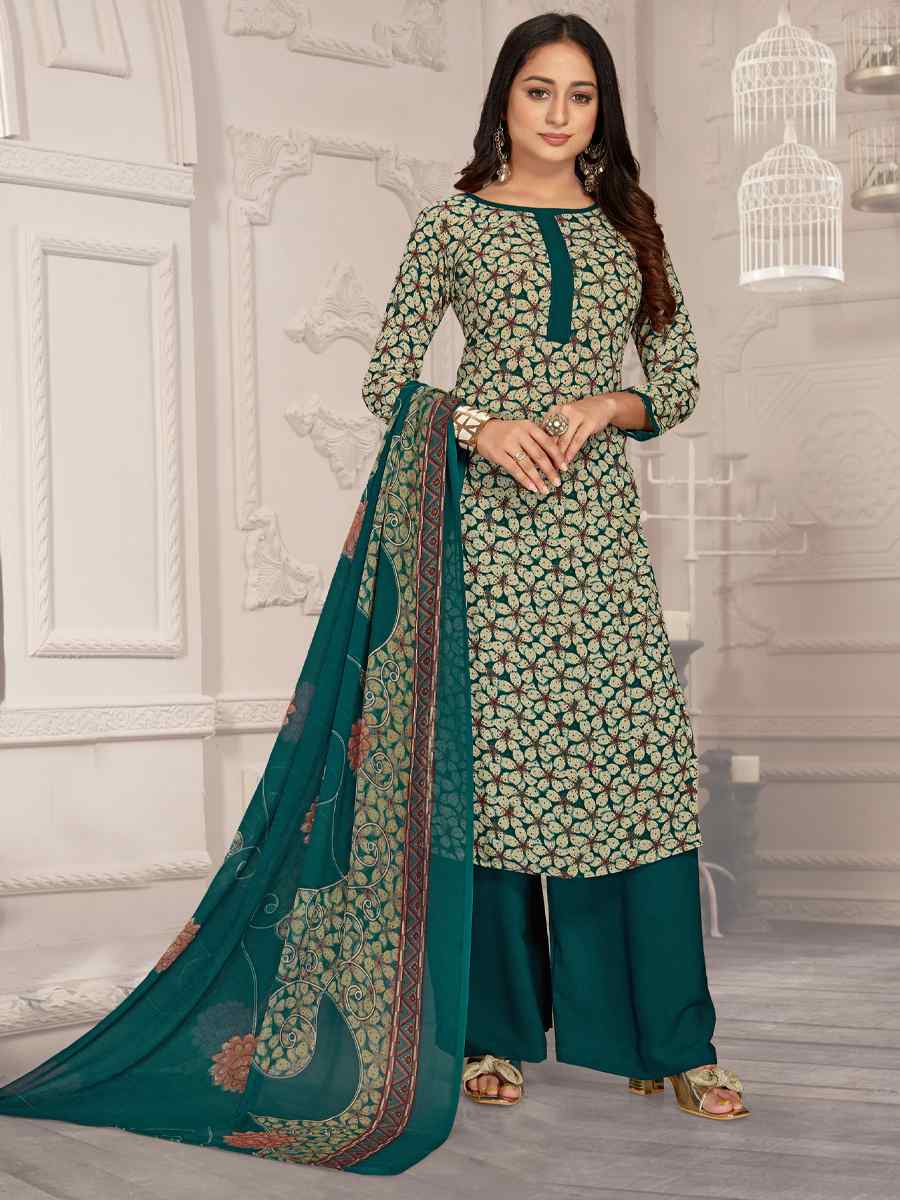 Multi Crepe Georgette Printed Casual Festival Palazzo Pant Salwar Kameez