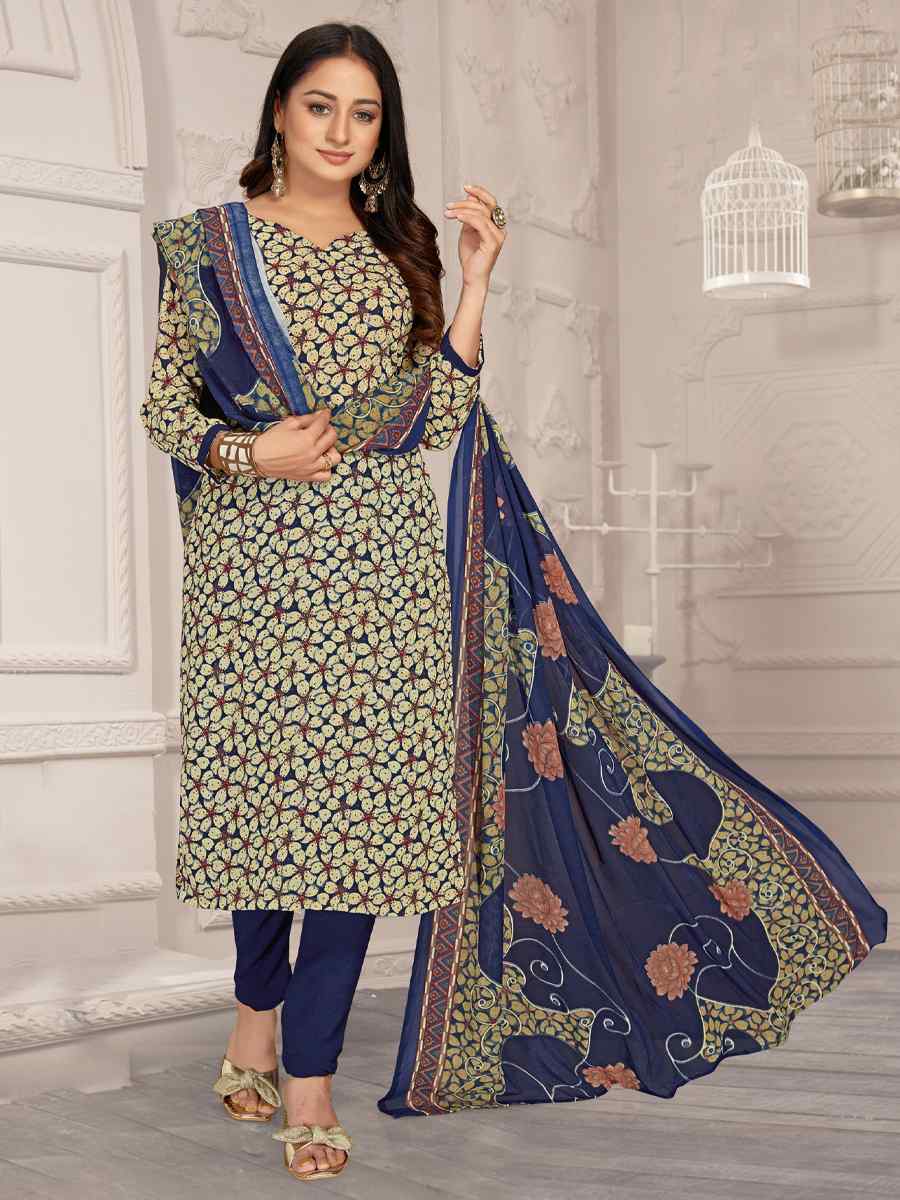 Multi Crepe Georgette Printed Casual Festival Pant Salwar Kameez