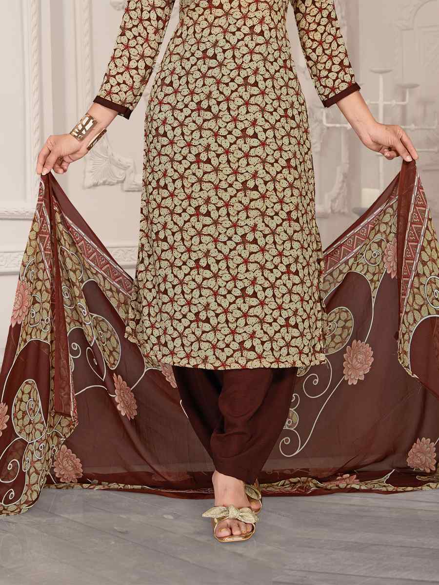 Multi Crepe Georgette Printed Casual Festival Patiala Salwar Kameez