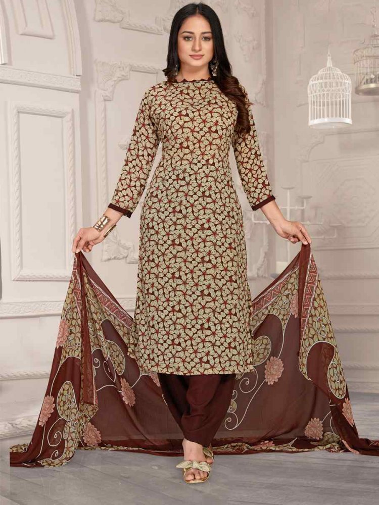 Festive, Party Wear Beige and Brown color Handloom fabric Salwar Kameez :  1763748