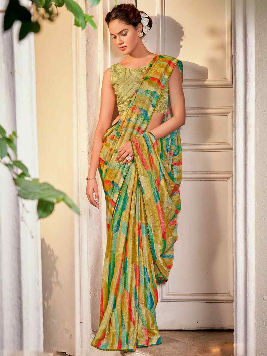Multi Crepe Printed Casual Festival Contemporary Saree