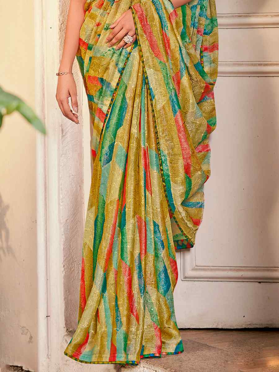 Multi Crepe Printed Casual Festival Contemporary Saree