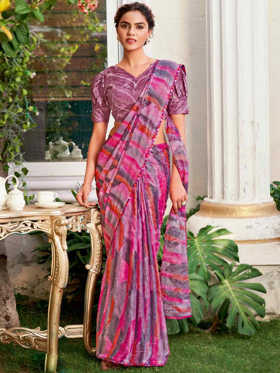 Multi Crepe Printed Casual Festival Contemporary Saree