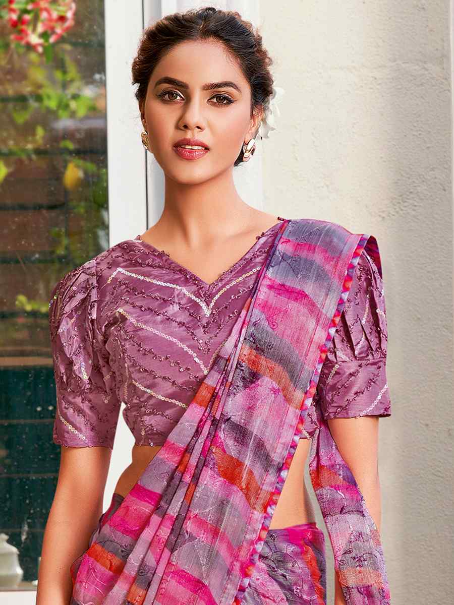Multi Crepe Printed Casual Festival Contemporary Saree