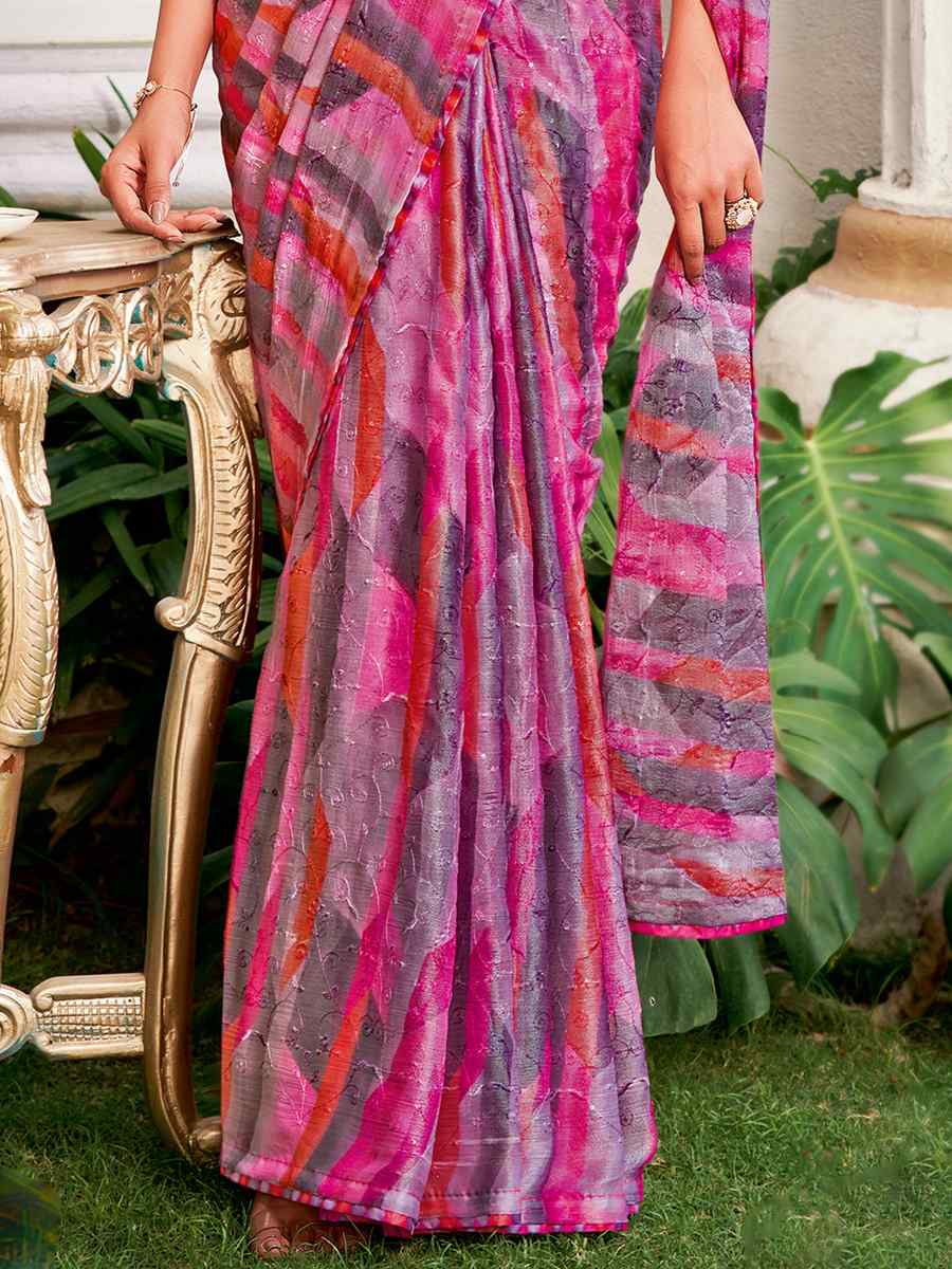 Multi Crepe Printed Casual Festival Contemporary Saree