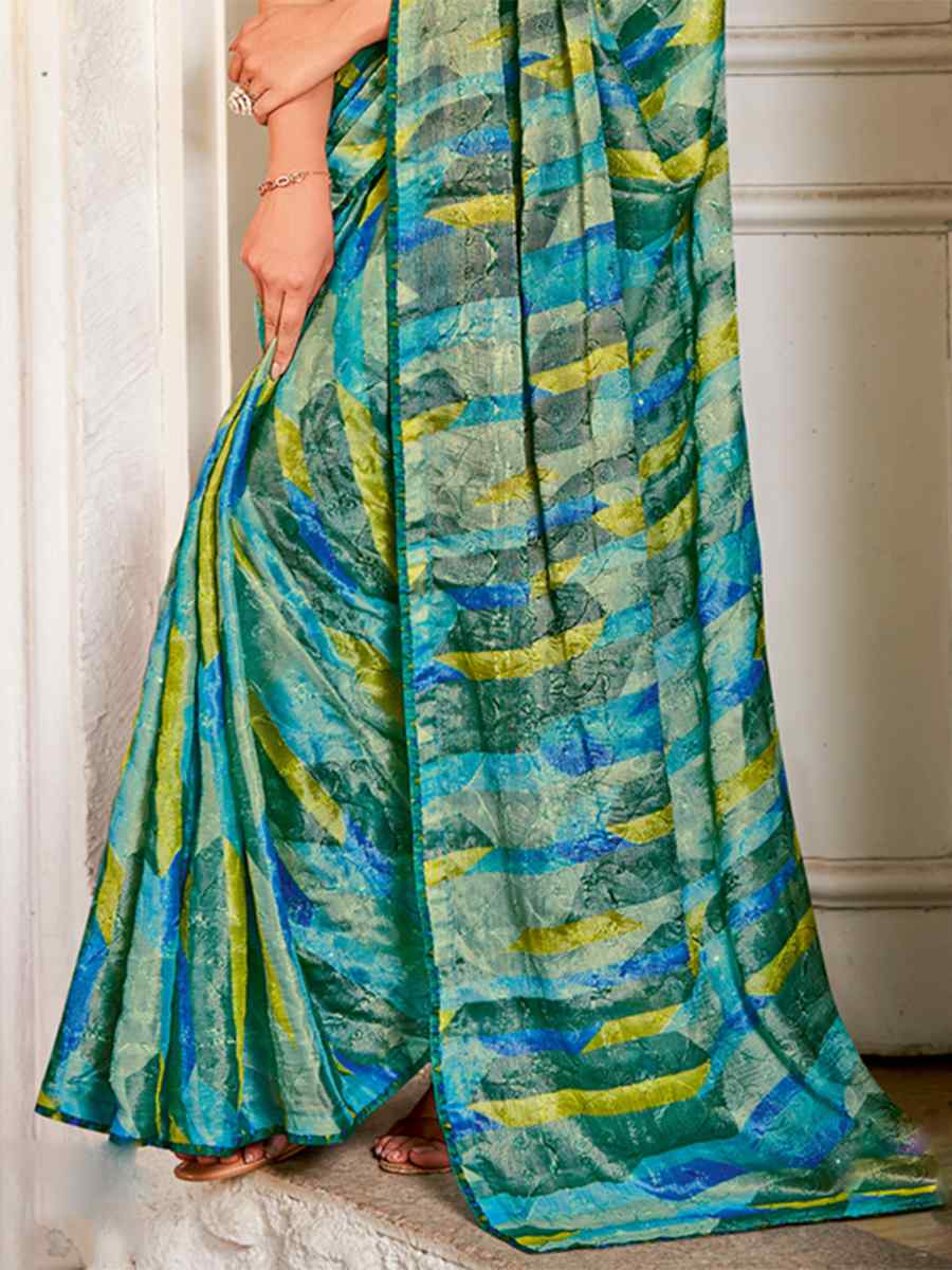 Multi Crepe Printed Casual Festival Contemporary Saree