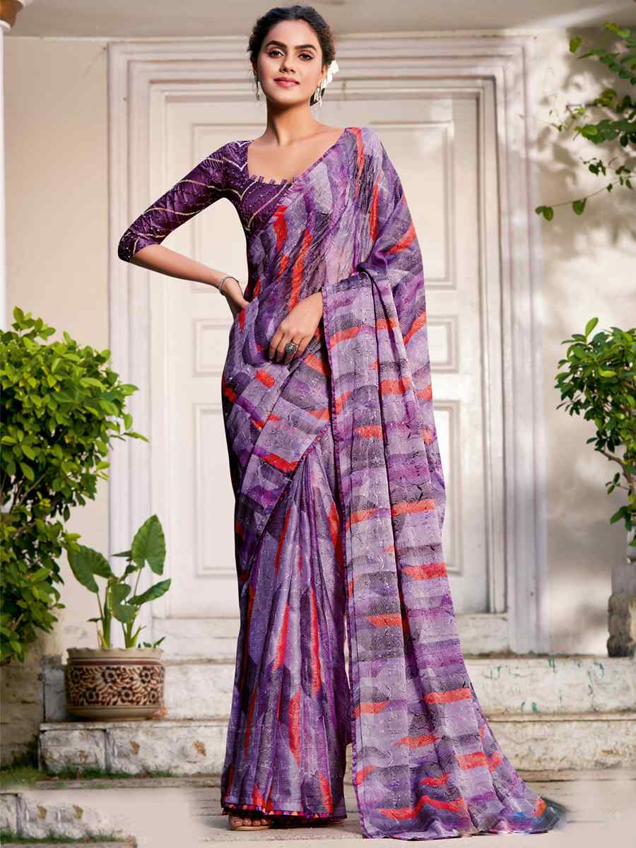 Multi Crepe Printed Casual Festival Contemporary Saree