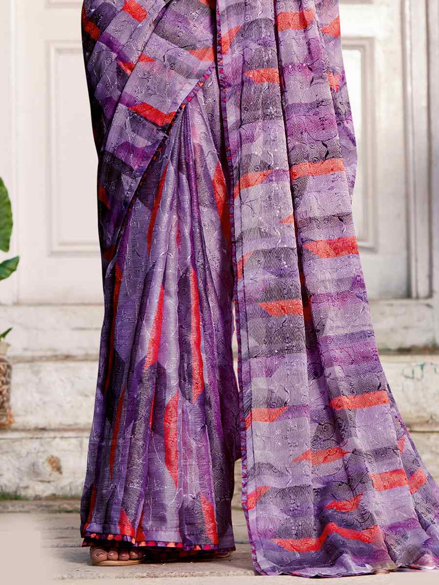 Multi Crepe Printed Casual Festival Contemporary Saree
