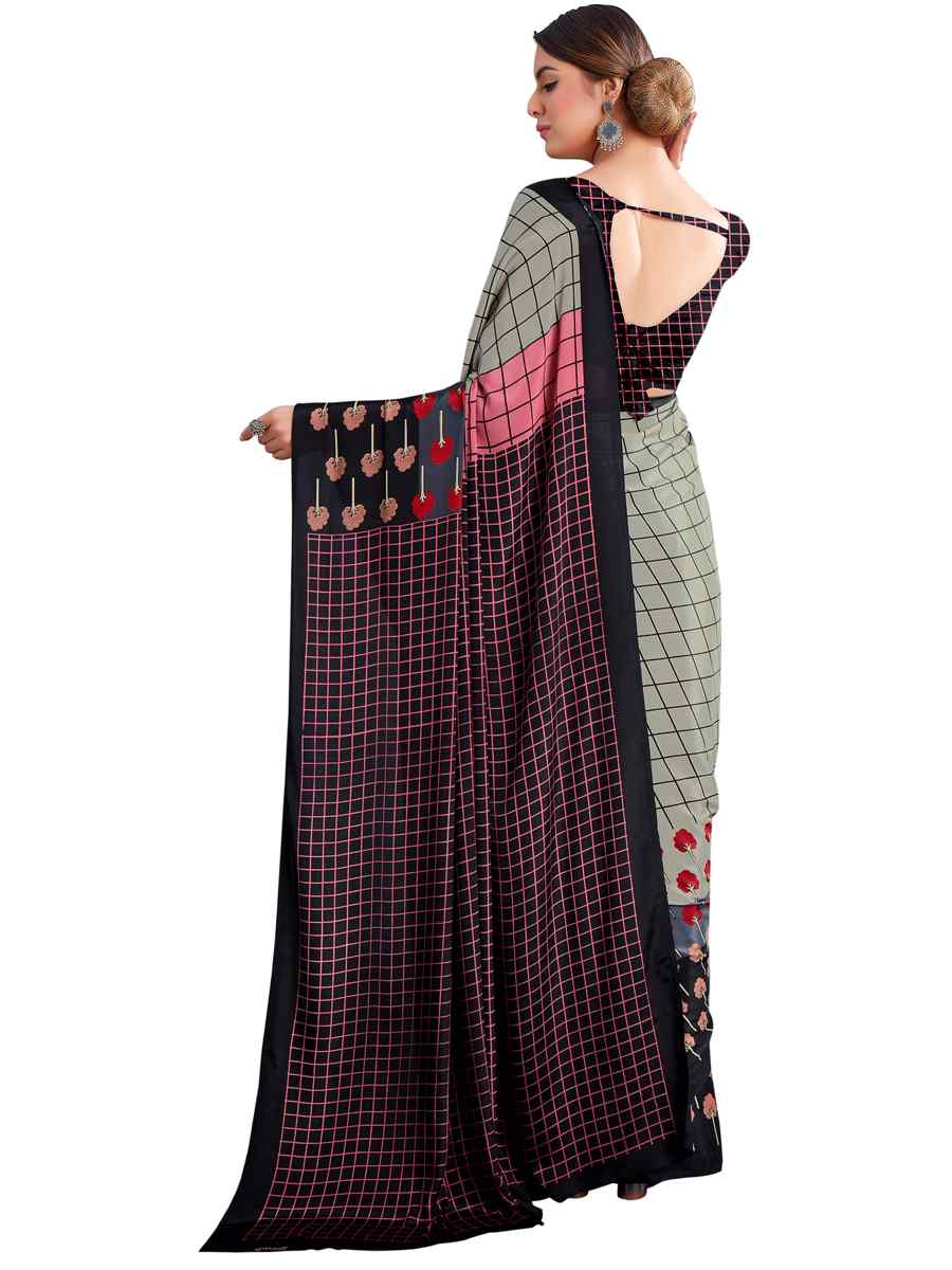 Multi Crepe Printed Casual Party Contemporary Saree