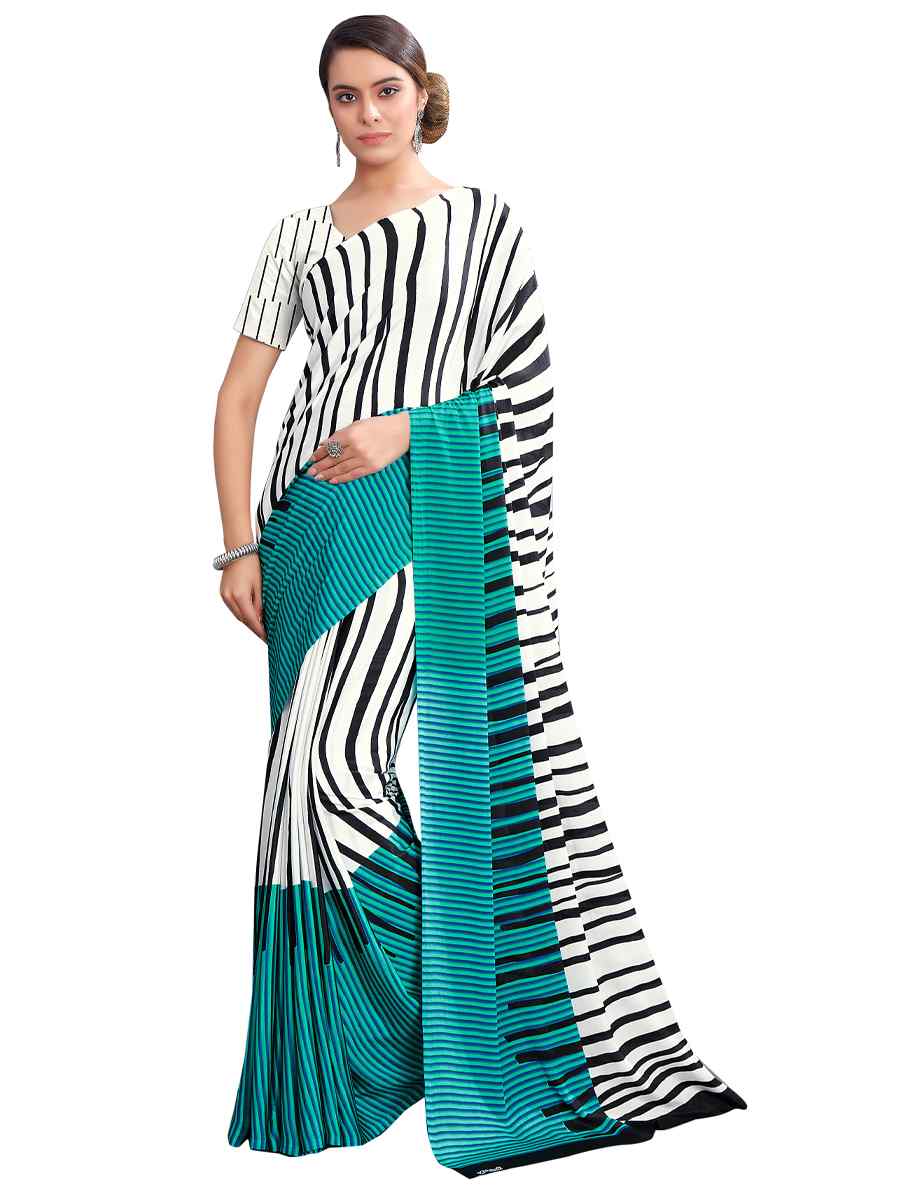 Multi Crepe Printed Casual Party Contemporary Saree