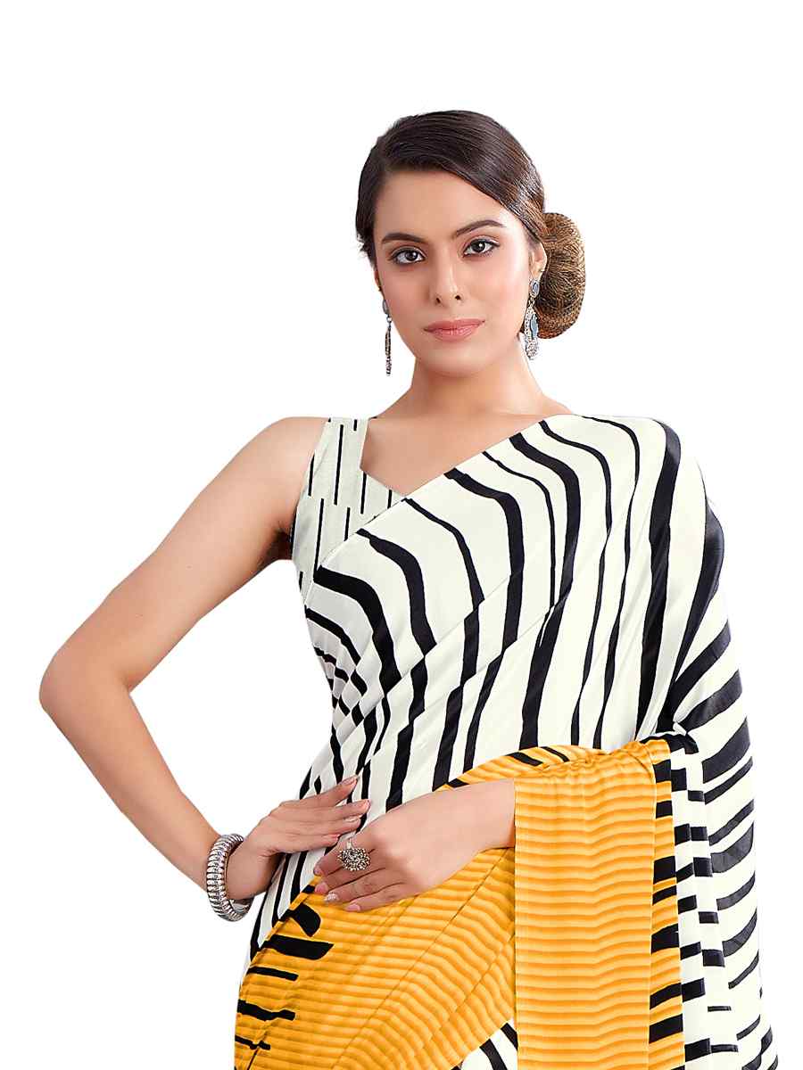 Multi Crepe Printed Casual Party Contemporary Saree