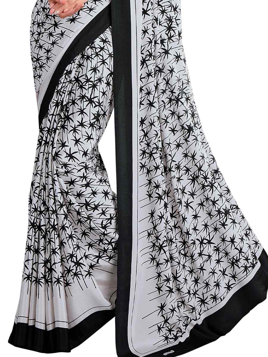 Multi Crepe Printed Casual Party Contemporary Saree
