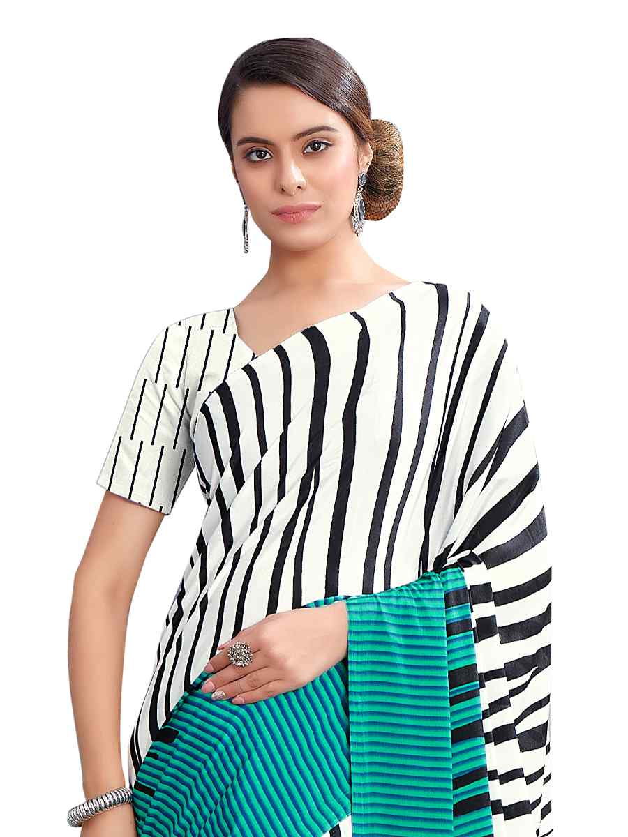 Multi Crepe Printed Casual Party Contemporary Saree