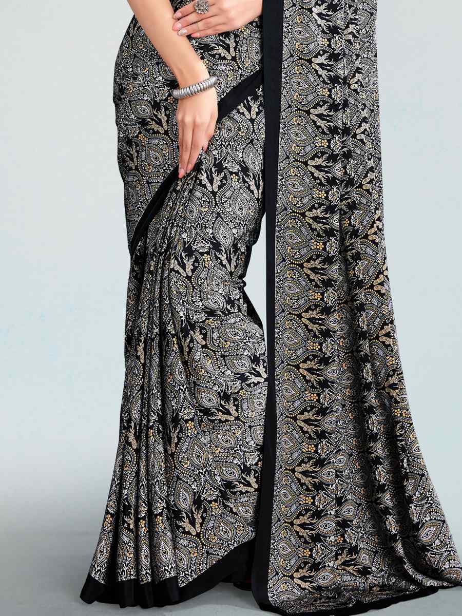 Multi Crepe Printed Casual Party Contemporary Saree