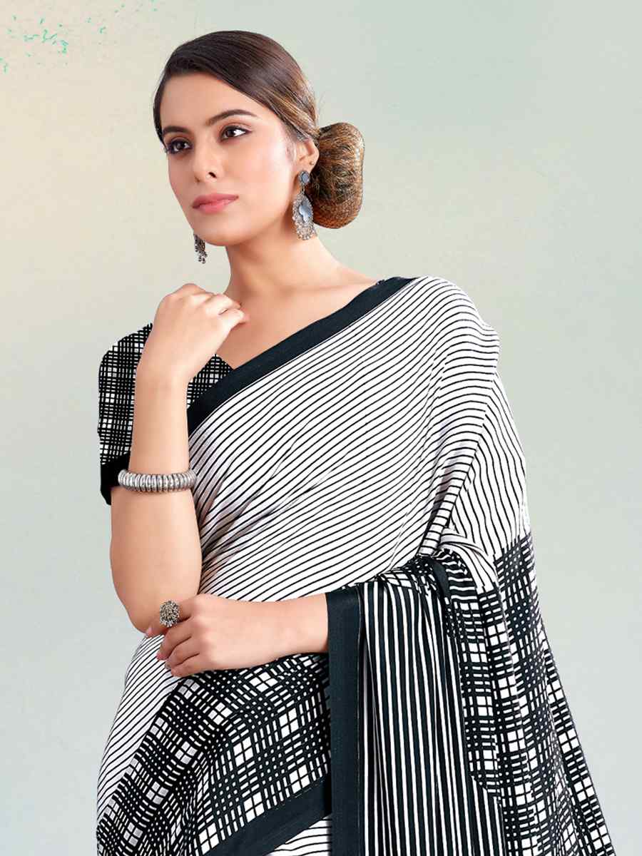 Multi Crepe Printed Casual Party Contemporary Saree