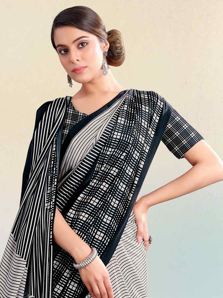 Multi Crepe Printed Casual Party Contemporary Saree