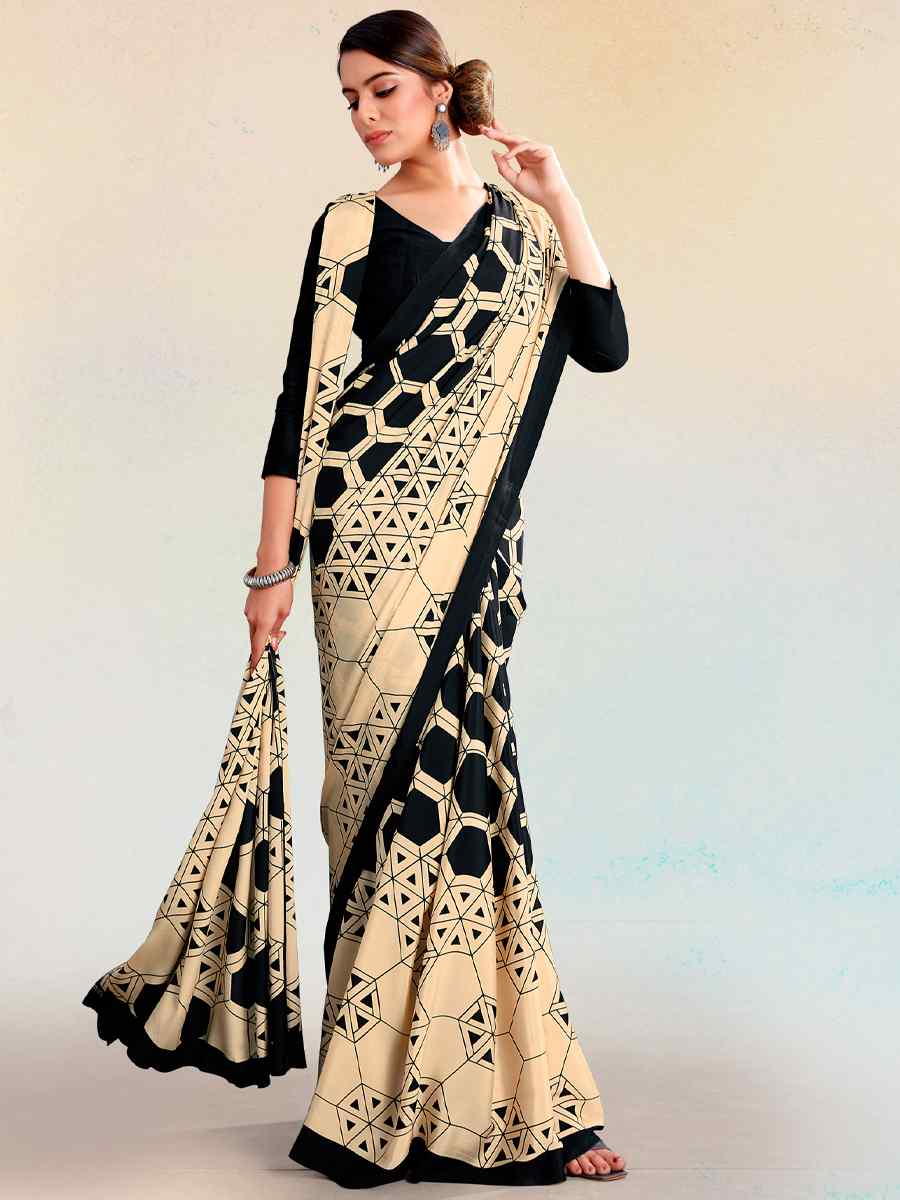 Multi Crepe Printed Casual Party Contemporary Saree