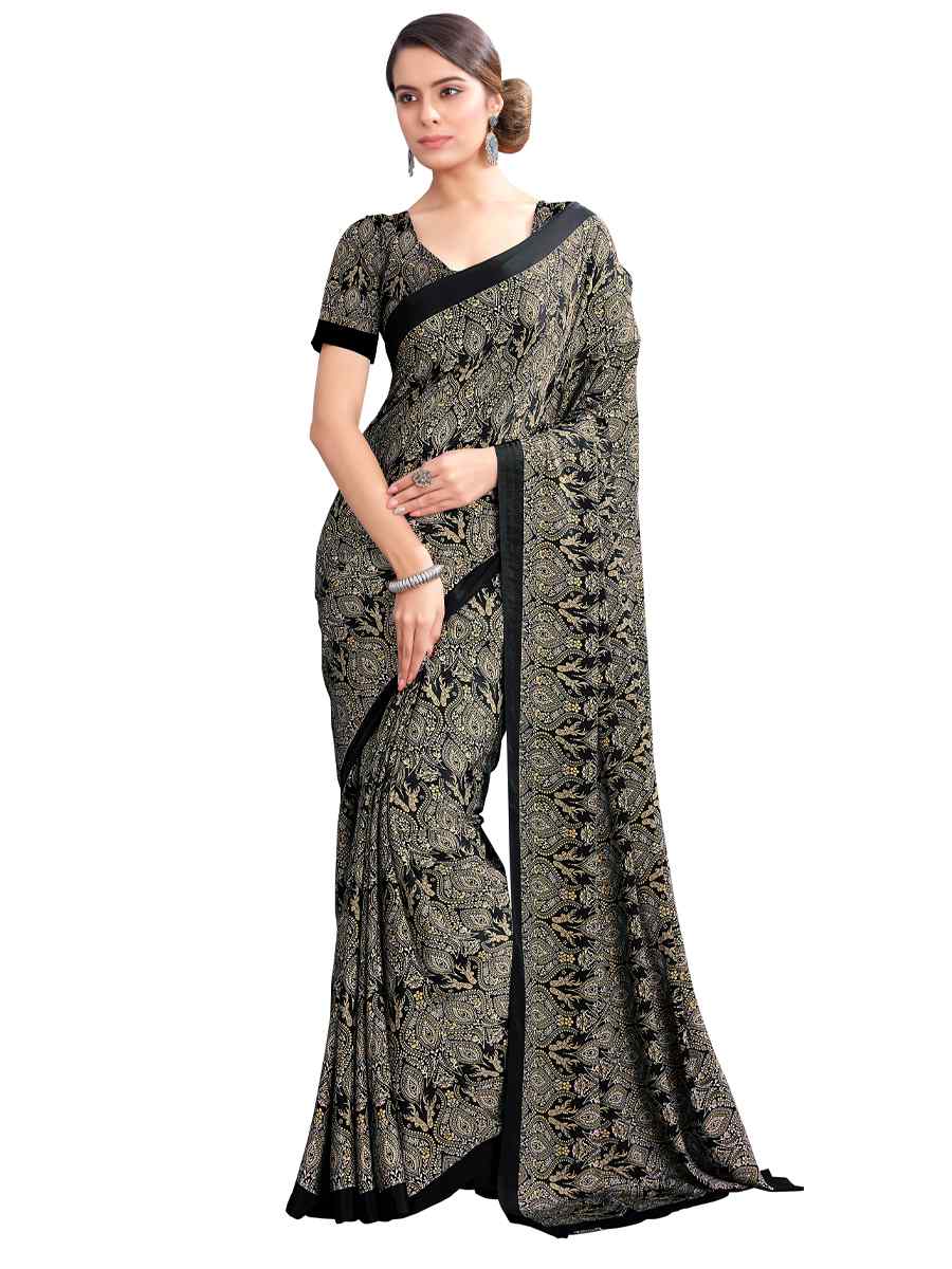 Multi Crepe Printed Casual Party Contemporary Saree