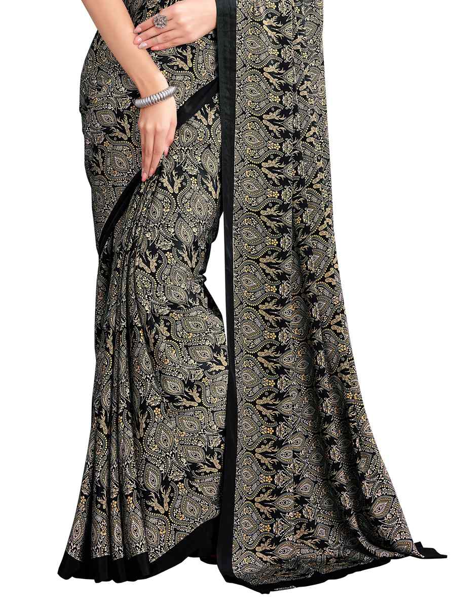 Multi Crepe Printed Casual Party Contemporary Saree