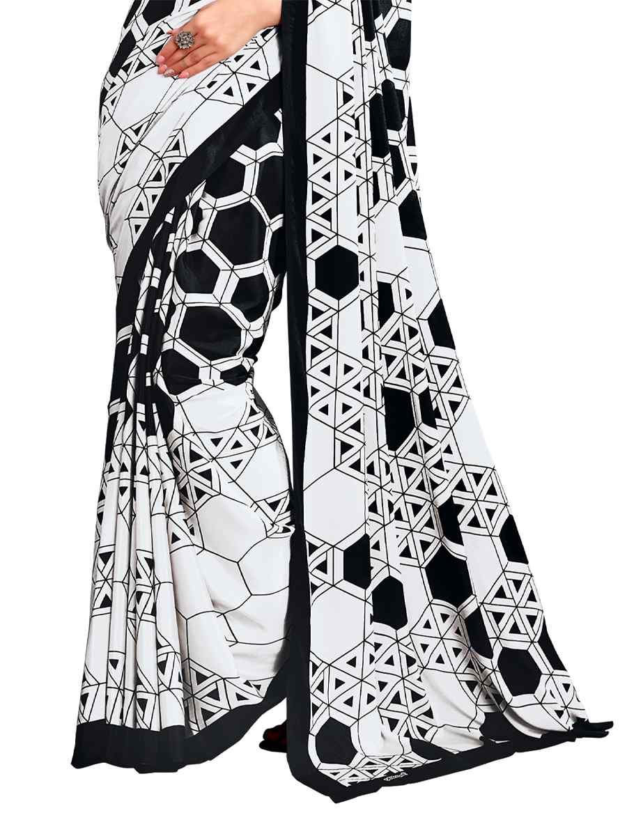 Multi Crepe Printed Casual Party Contemporary Saree