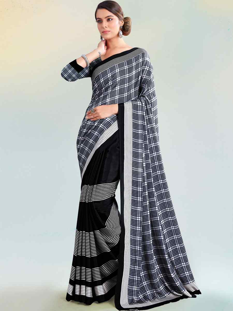 Multi Crepe Printed Casual Party Contemporary Saree