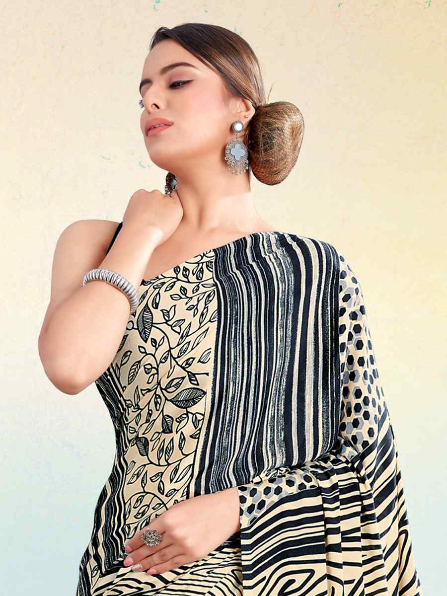 Multi Crepe Printed Casual Party Contemporary Saree