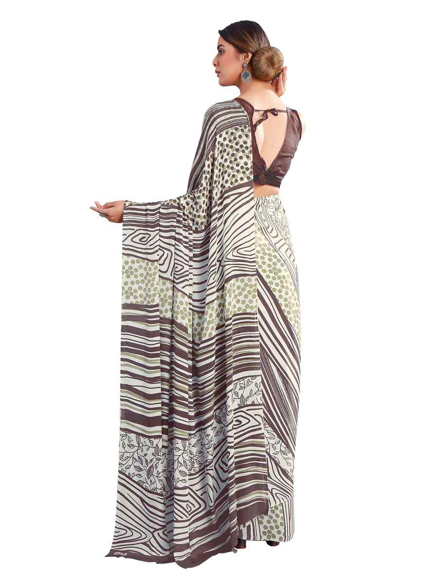 Multi Crepe Printed Casual Party Contemporary Saree