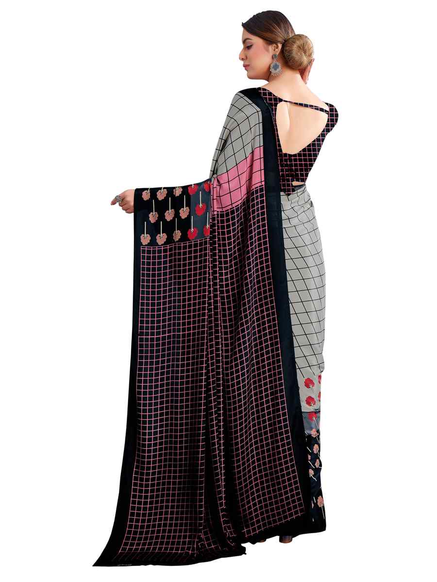Multi Crepe Printed Casual Party Contemporary Saree