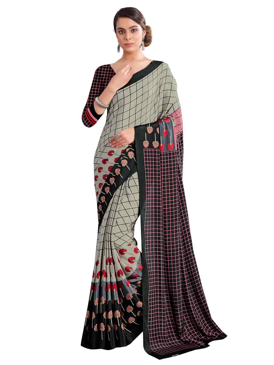 Multi Crepe Printed Casual Party Contemporary Saree