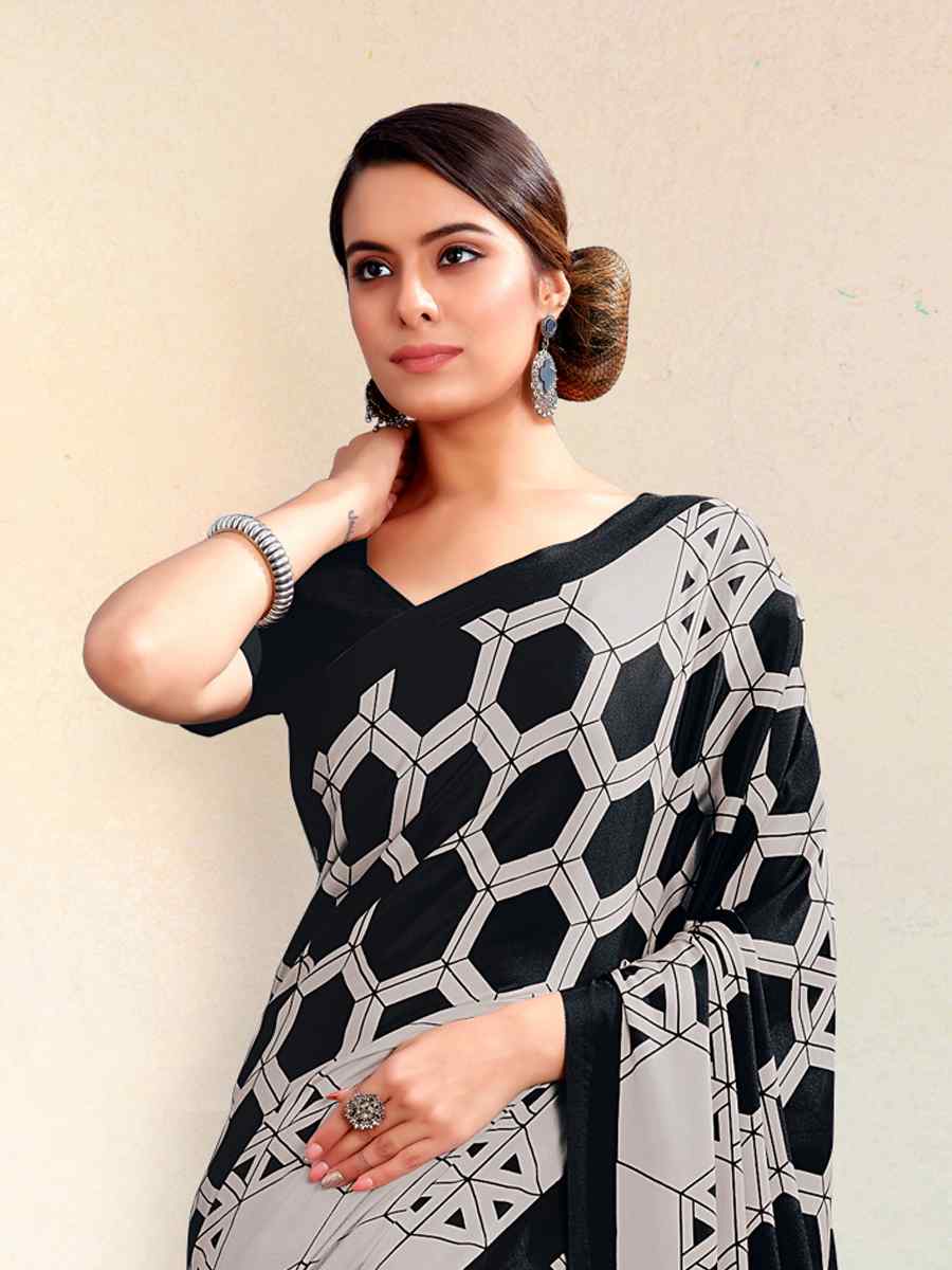 Multi Crepe Printed Casual Party Contemporary Saree