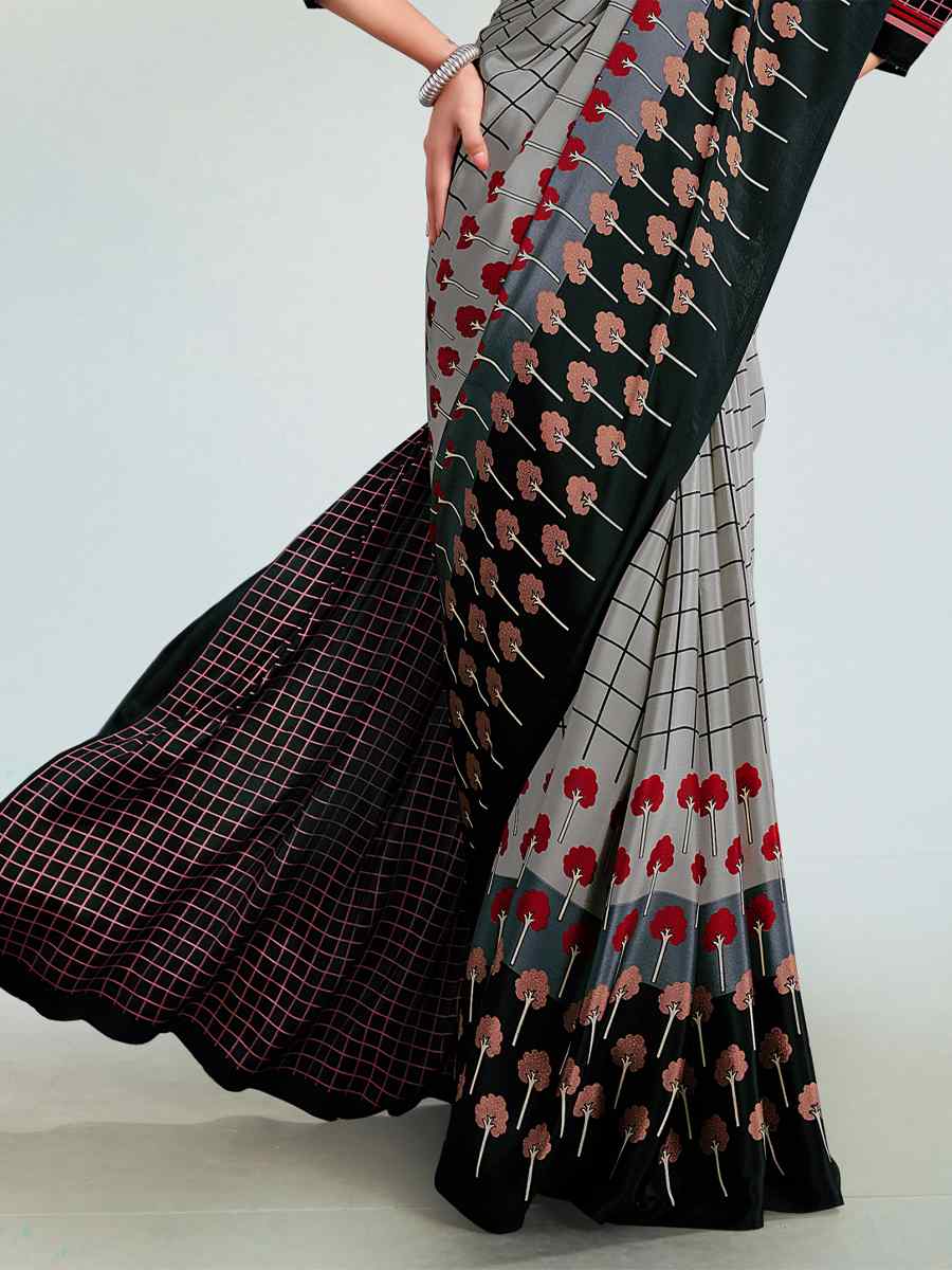 Multi Crepe Printed Casual Party Contemporary Saree