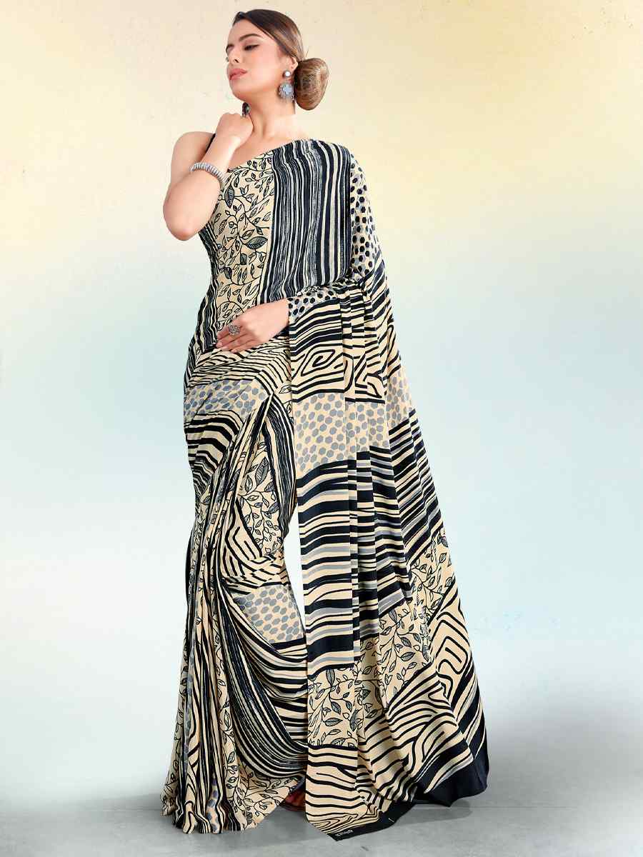 Multi Crepe Printed Casual Party Contemporary Saree