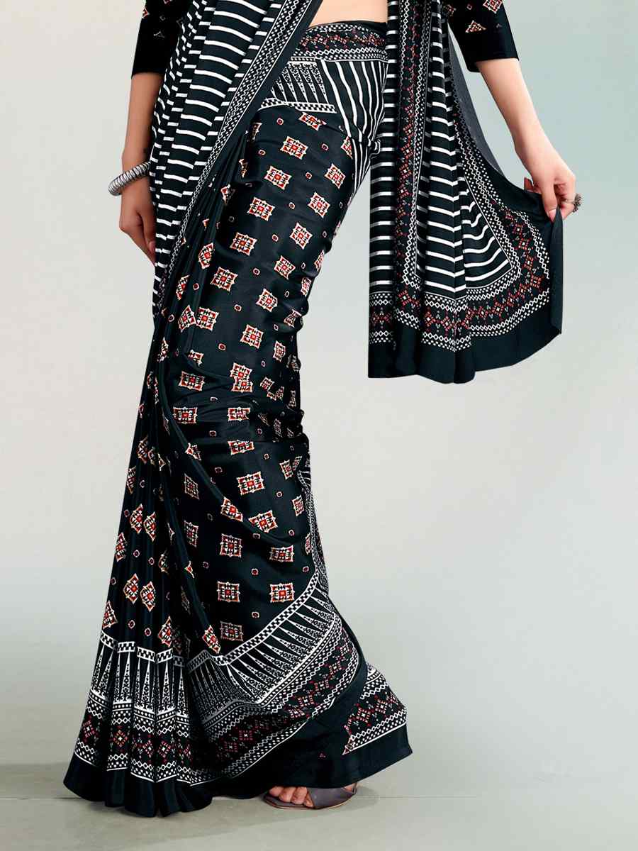 Multi Crepe Printed Casual Party Contemporary Saree