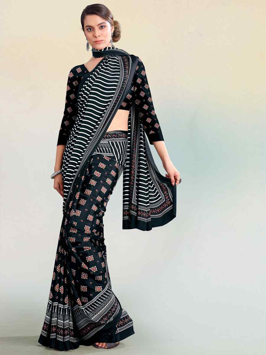 Multi Crepe Printed Casual Party Contemporary Saree