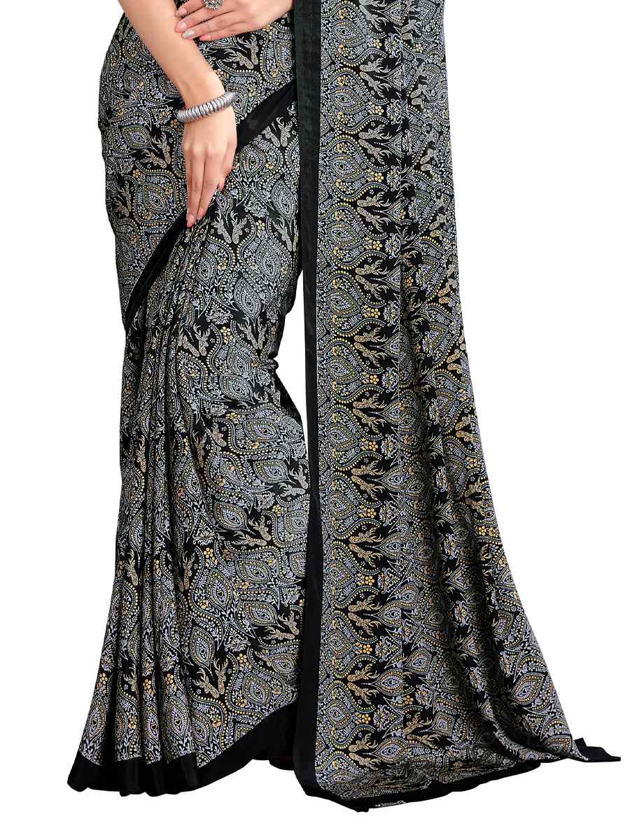 Multi Crepe Printed Casual Party Contemporary Saree