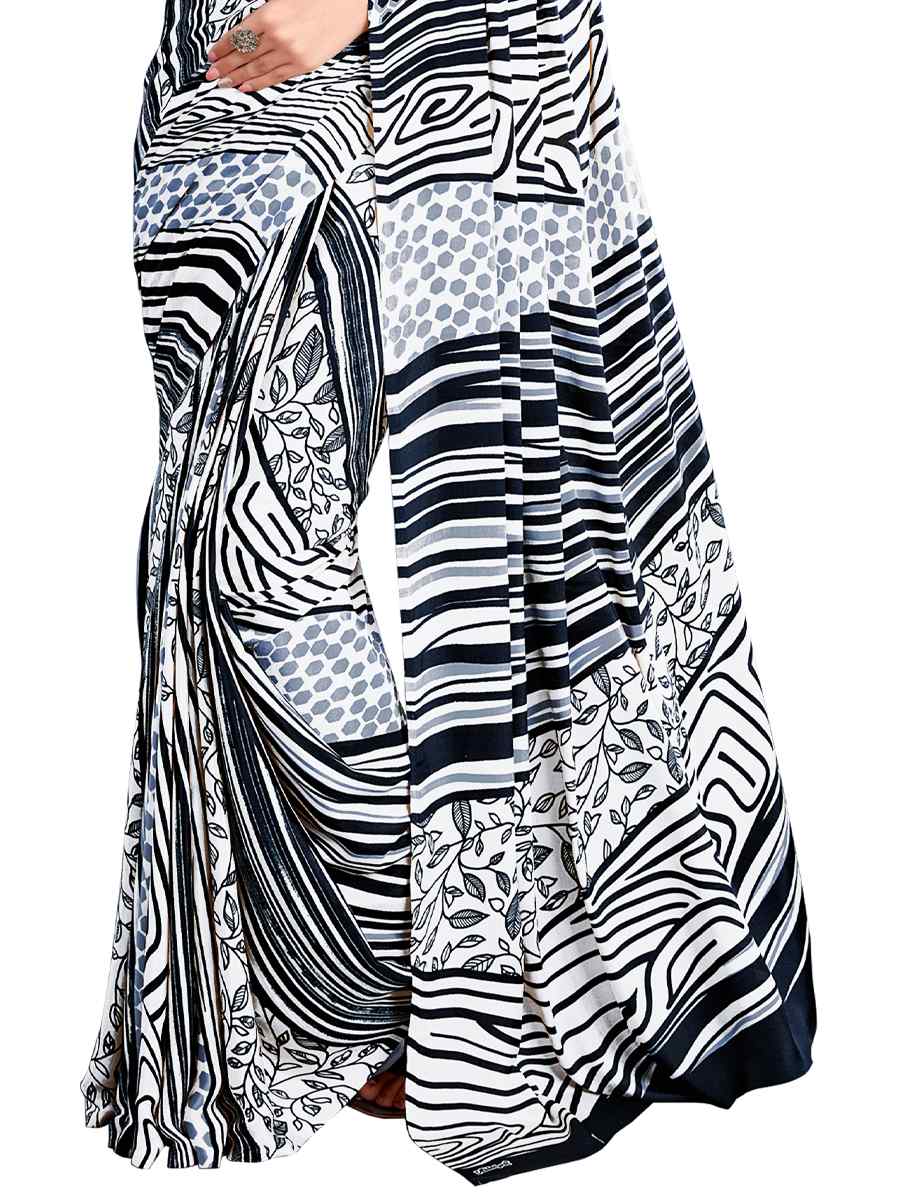 Multi Crepe Printed Casual Party Contemporary Saree
