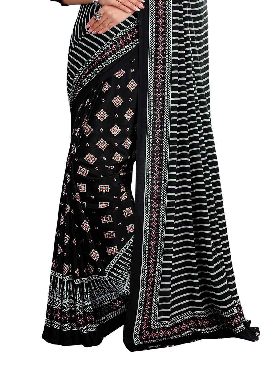 Multi Crepe Printed Casual Party Contemporary Saree