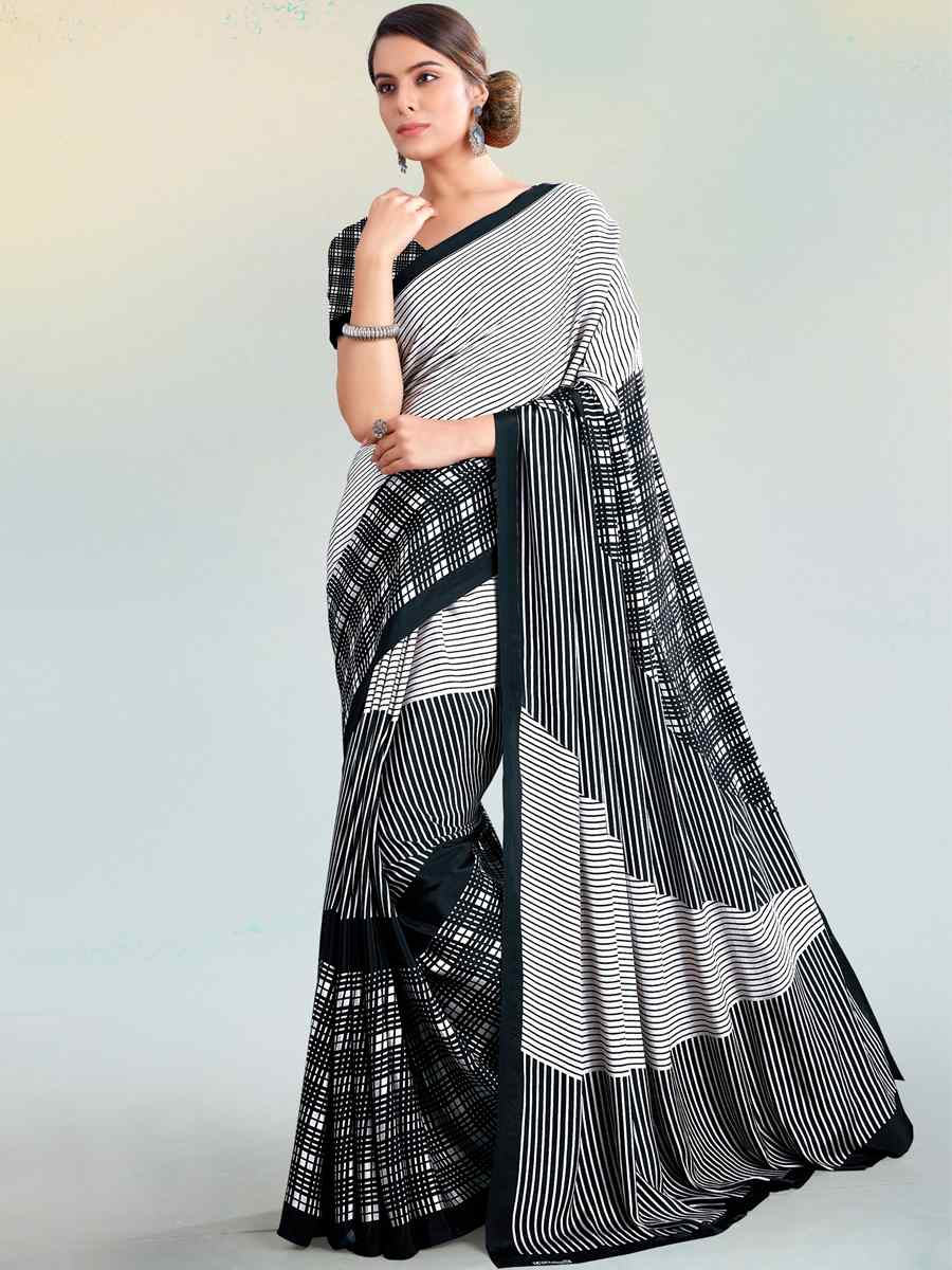 Multi Crepe Printed Casual Party Contemporary Saree